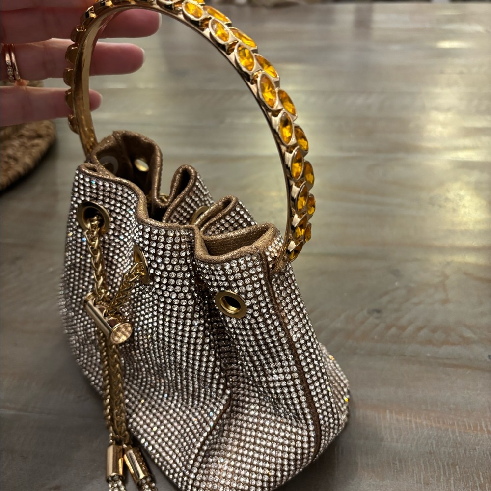 NWOT- Elegant Gold Rhinestone Bucket Bag